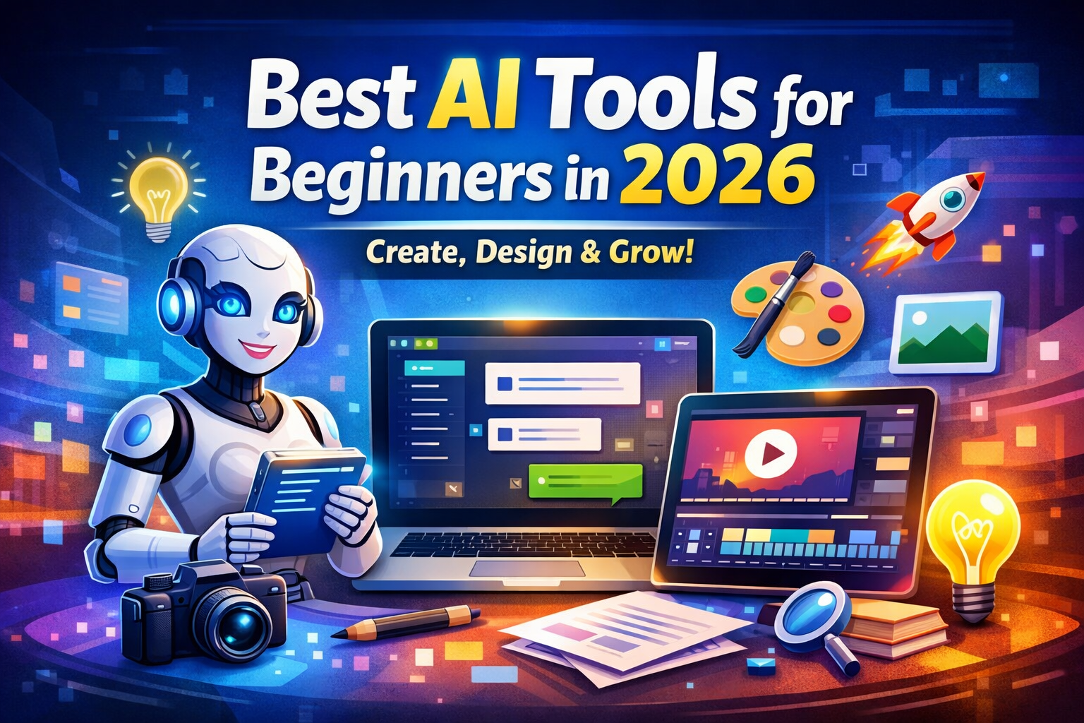 Best AI tools for beginners in 2026 for blogging, design, and marketing